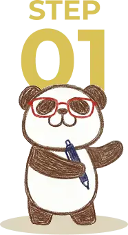 パンダがペンを握るイラスト