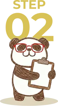 白いキャンバスを持つパンダのイラスト