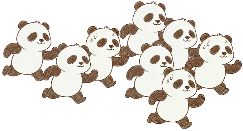 パンダの大群のイラスト