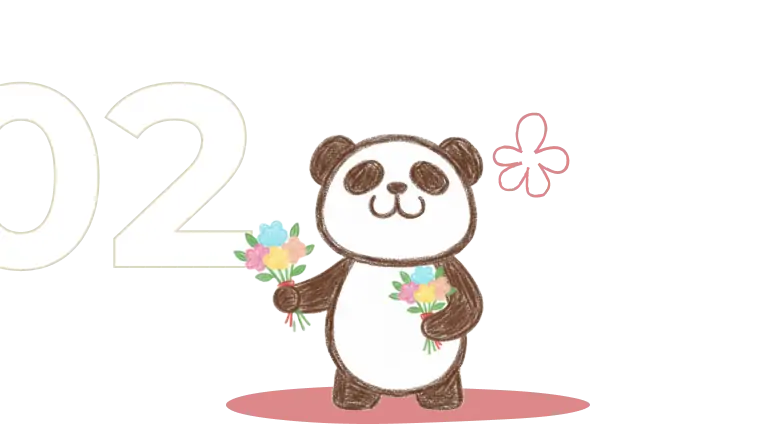 花を選ぶパンダのイラスト