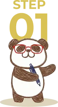 パンダがペンを握るイラスト