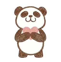 ハートを持つパンダのイラスト